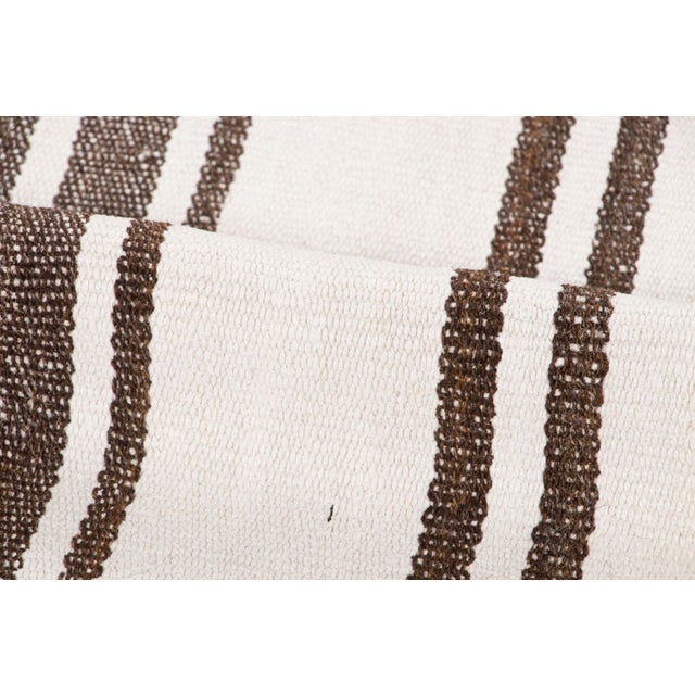 Vintage Turkish Kilim Hemp Rug With Brown Stripes by Rug & Kilim, 1950-1959 For Sale In New York - Image 6 of 9