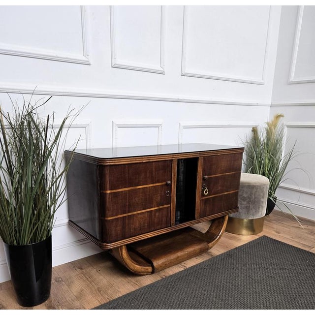 Mid-Century Art Deco Italian Walnut Burl and Mirror Mosaic Dry Bar Cabinet from Paolo Buffa, 1940s For Sale - Image 9 of 11