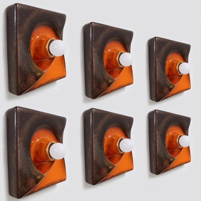 Brown Ceramic Lamp from Pan Keramik, Germany, 1970s For Sale - Image 11 of 17