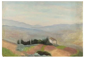 Francesco Settimj, Mountain Landscape, Oil Painting, Mid-20th Century