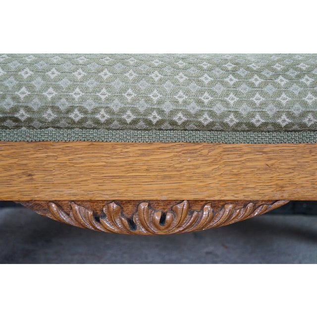 Antique Victorian American Empire Quartersawn Oak Carved Settee Bench Loveseat For Sale - Image 12 of 18