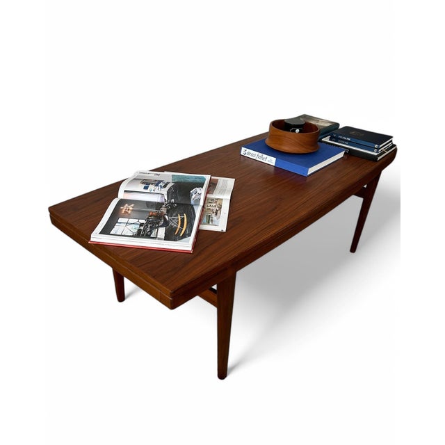 Scandinavian Teak Coffee Table with Black Extension Board, 1960s For Sale - Image 6 of 13