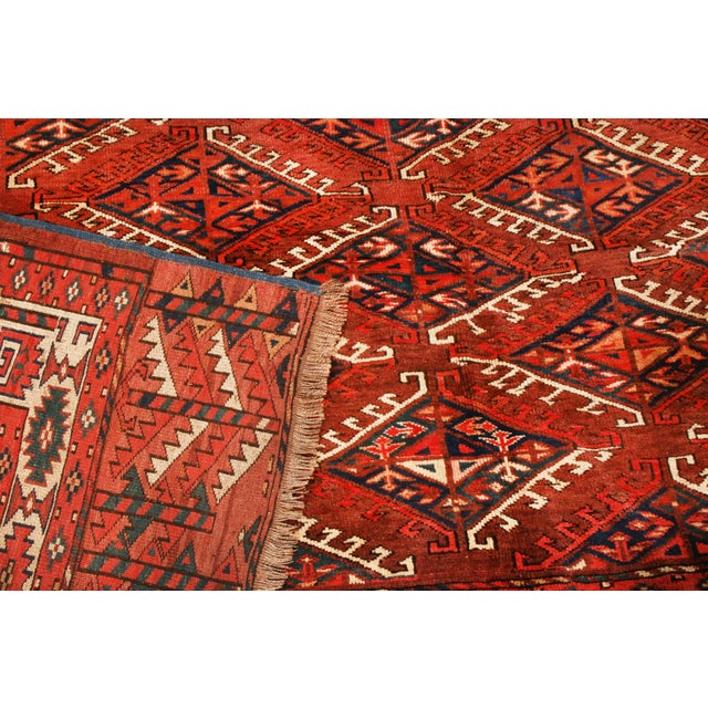 Antique Yamut Traditional Red and Blue Wool Rug Chairish