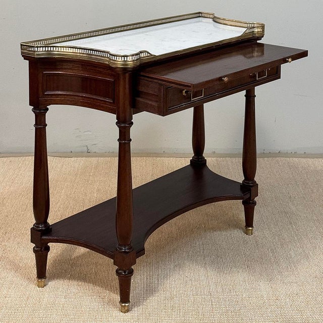 Antique French Directoire Mahogany Console With Carrara Marble Top For Sale - Image 14 of 17