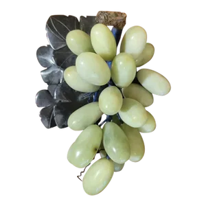 Vintage MCM Stone Green Grape Cluster & Leaves