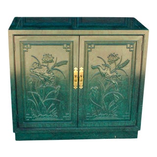 Vintage Henredon Green Machalite Lacquer Sideboard Cabinet For Sale