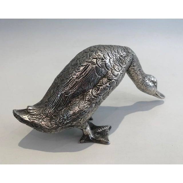 Silver Plated Bronze Duck Sculpture For Sale - Image 10 of 11
