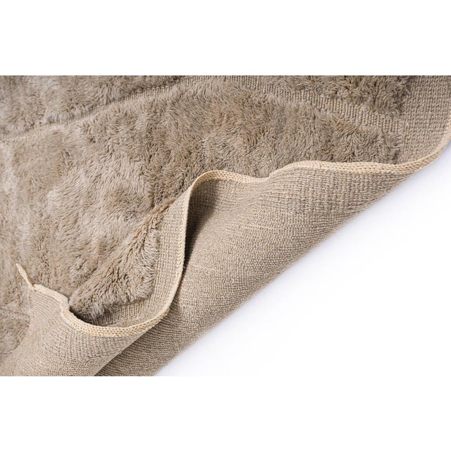 Textile Organic Veined Monochrome Hand-Knotted Moroccan Wool Rug | 9'11" X 7'1" | One of a Kind For Sale - Image 7 of 8
