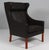Børge Mogensen wingback chair new upholstered with mokka elegance leather. Legs in teak. Model 2204, made by Fredericia...