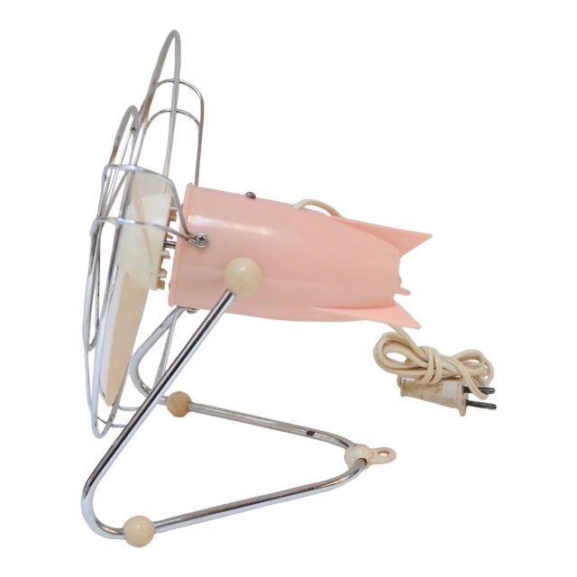Small Vintage Italian Modern Pink Table/Wall-Mounted Fan For Sale