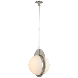 Thomas O'Brien for Visual Comfort Signature Quando Large Globe Pendant in Polished Nickel with White Glass
