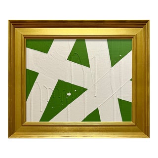 Ron Giusti Mini Abstract Kelly Cream Acrylic Painting For Sale