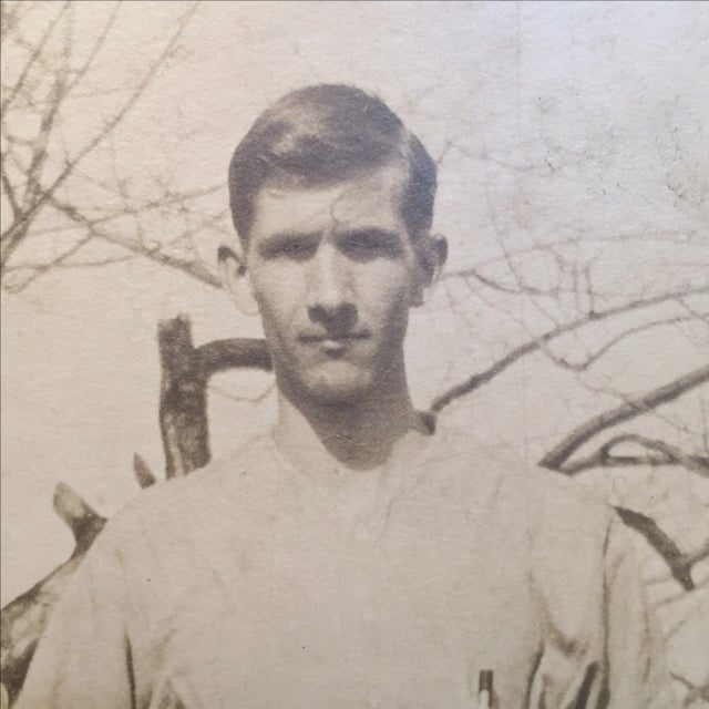 Rustic Antique Portrait of a Farmer in High Boots For Sale - Image 3 of 4