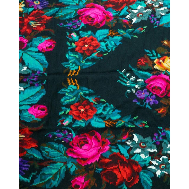 Black Vintage Romanian Handwoven Wool Runner Rug, 1960s For Sale - Image 8 of 15