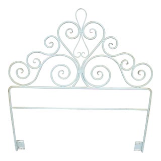 Regency Blue Iron Scroll Single Headboard For Sale