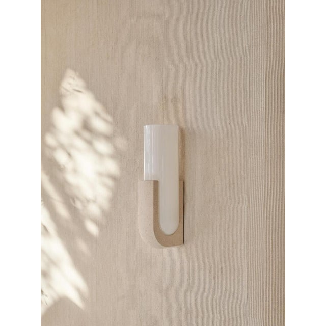 Pluto Sconce in Ceramic Stone and White Glass by Farrah Sit For Sale - Image 4 of 11