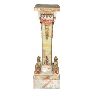 19th C French Onyx and French Empire Champleve Pedestal For Sale