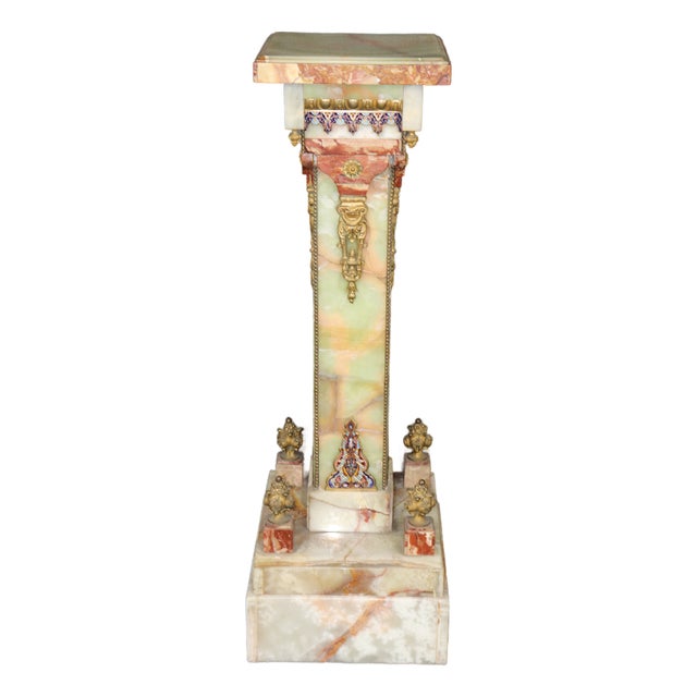 19th C French Onyx and French Empire Champleve Pedestal For Sale