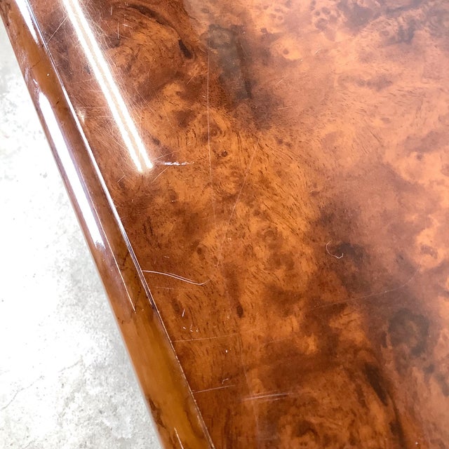 Vintage Alf Italia Italian Burl Wood Console With Mirrored Accents For Sale - Image 10 of 12