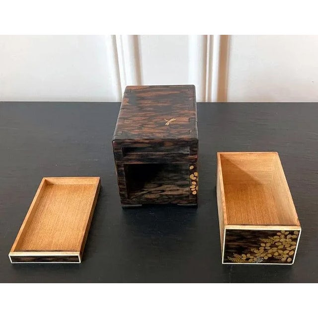 Fine Miniature Japanese Kodansu with Lacquer Inlays For Sale - Image 10 of 13