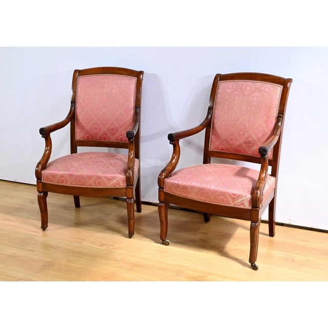 Set of Antique Armchairs in Mahogany For Sale - Image 3 of 18