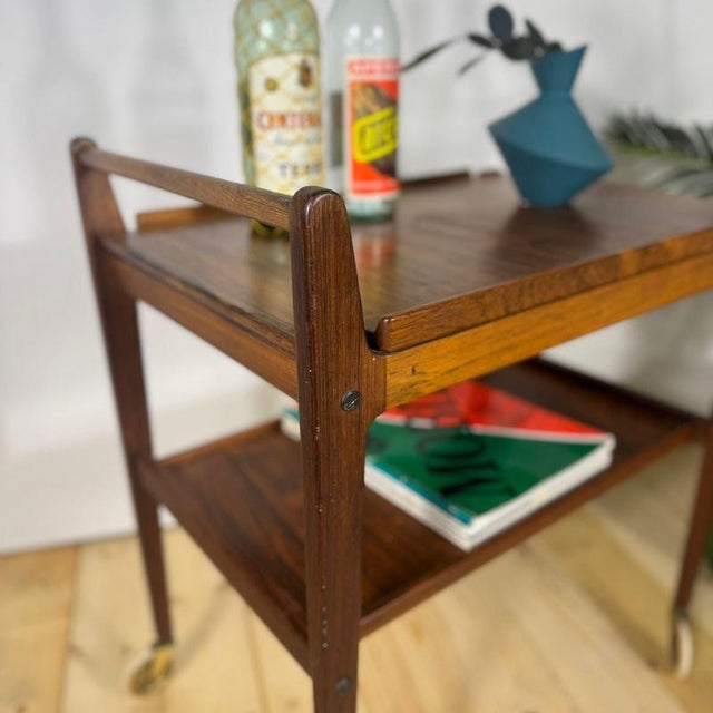 Mid-Century Modern Scandinavian Trolley in Rosewood For Sale - Image 5 of 9