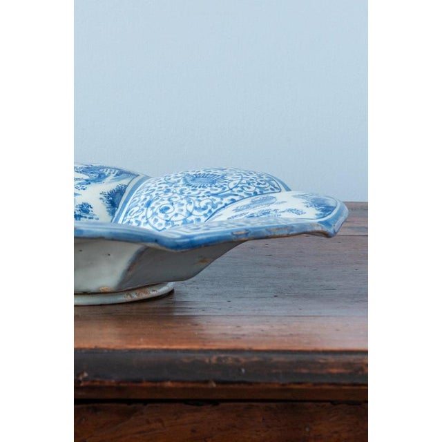 Ceramic Dutch Blue and White Chinoiserie Lobed Dish For Sale - Image 7 of 9