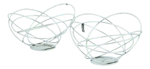 Chrome Wire Fruit or Catchall Bowls Made by Wire Works of England - a Pair