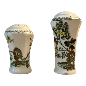 Mason’s Ironstone “Manchu Green” Salt and Pepper Set- 2 Pieces Vintage Made in England