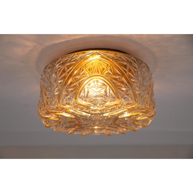 Roiund 3D Amber Glass Flush Mount Lamp by Limburg, Germany, 1960s For Sale - Image 6 of 15