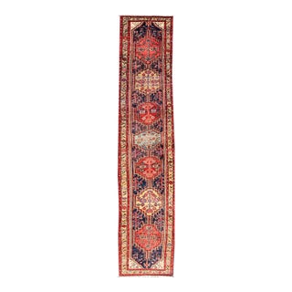 Long Antique Persian Heriz Runner With All-Over Sub-Geometric Medallion Design For Sale