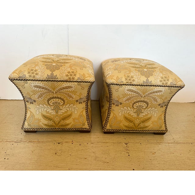 Lexington Upholstered Stools/Ottomans With Nailheads -a Pair For Sale In Philadelphia - Image 6 of 13