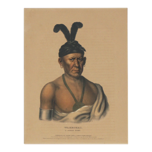 Wakechai (Crouching Eagle) a Saukie Chief Lithograph With Applied Watercolor by Charles Bird King
