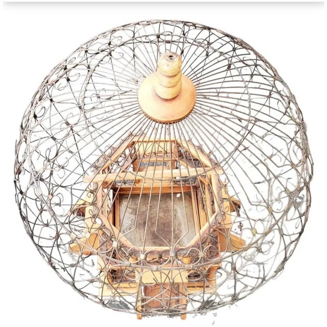 Mid 20th Century 20th Century Victorian Style Wood and Iron "Balloon" Birdcage For Sale - Image 5 of 8