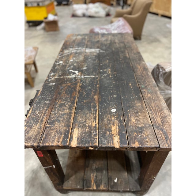 Brown 1910s Antique Woodworker's Bench For Sale - Image 8 of 8