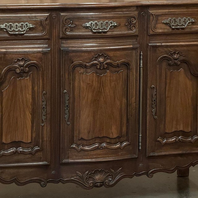 Wood Antique Country French Walnut Buffet ~ Trois Porte Enfilade For Sale - Image 7 of 17