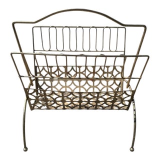 1970s Mid-Century Modern Brass Wire Magazine Rack With Atomic Circle Pattern For Sale