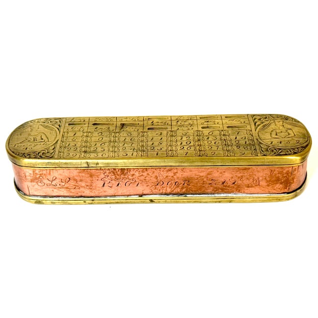 Gold 18th Century Dutch Pieter Holm Zee-Meeter Brass & Copper Navigator's Tobacco Box For Sale - Image 8 of 14