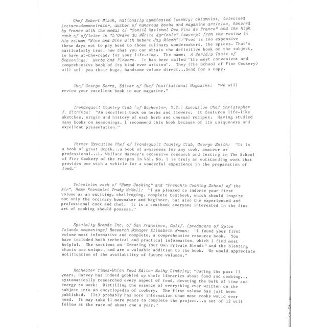 Paper "A Worldly Taste of Seasonings: Herbs & Flowers - Volume I" 1981 Harvey, L. Wallace For Sale - Image 7 of 7