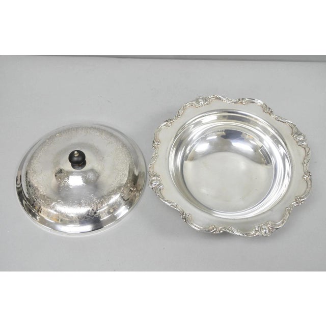 Vintage Victorian Webster Wilcox "Rochelle" Silver Plated Round Covered Serving Bowl Dish For Sale - Image 9 of 15