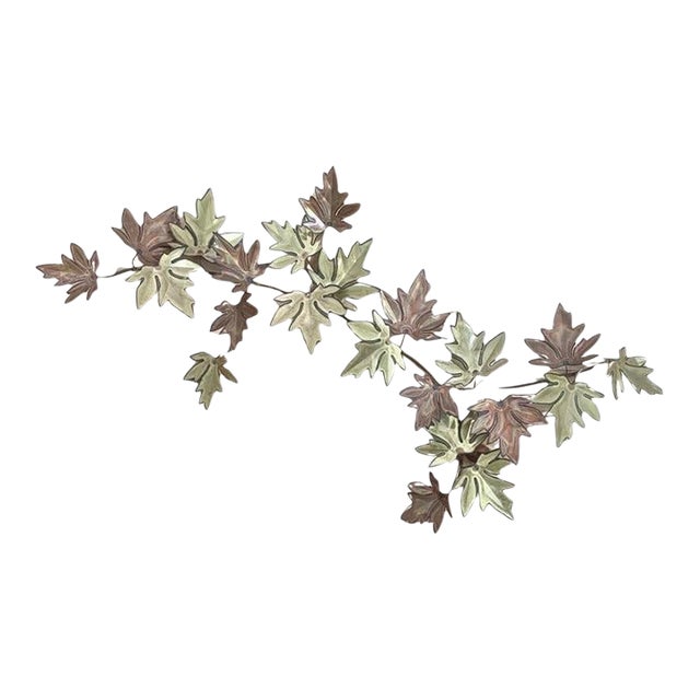 Curtis Jeré-Style Signed Copper & Brass Leaves Sculpture For Sale