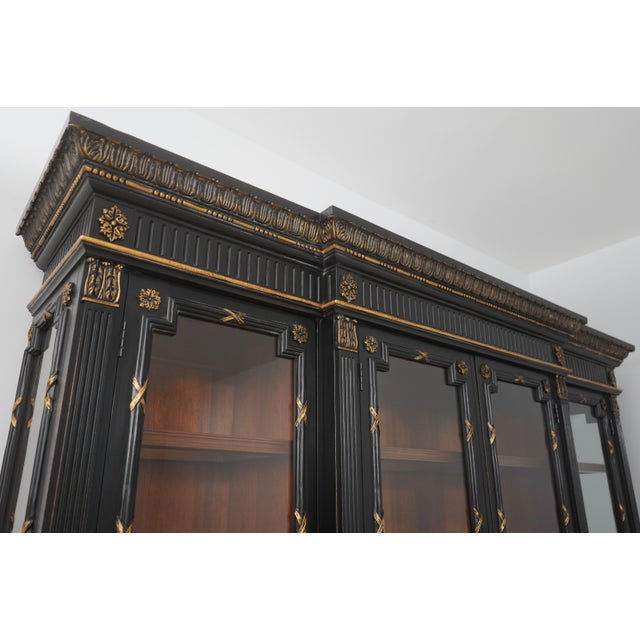 Black Hickory White Regency Black & Gold Breakfront Bookcase For Sale - Image 8 of 18