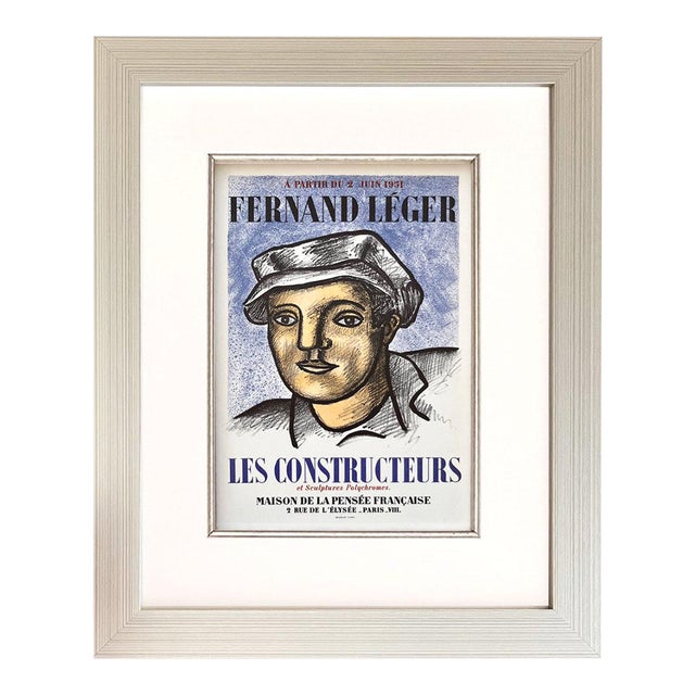 Leger Lithograph 32 Les Constructeurs Art in Posters 1959 Framed For Sale