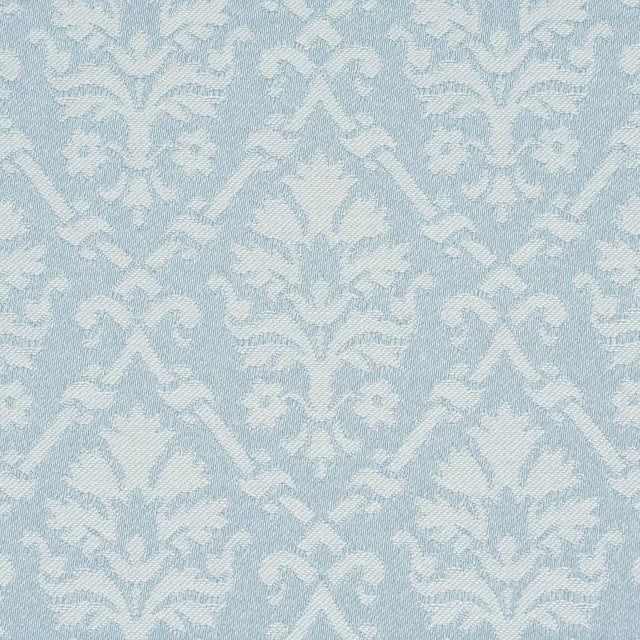 Schumacher Schumacher Grant Damask Fabric In Robin'S Egg For Sale - Image 4 of 5