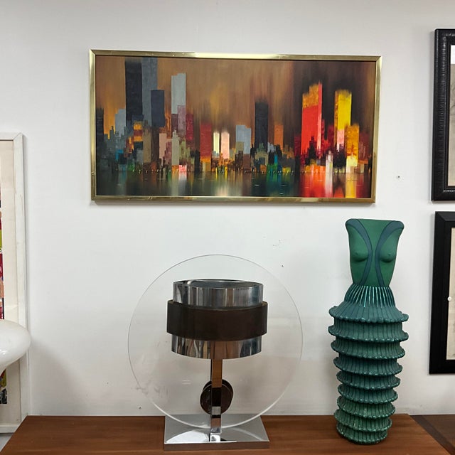 1970s Pierre Cardin Chrome, Brass and Lucite Table Lamp, Mid-Century Modern For Sale - Image 15 of 17