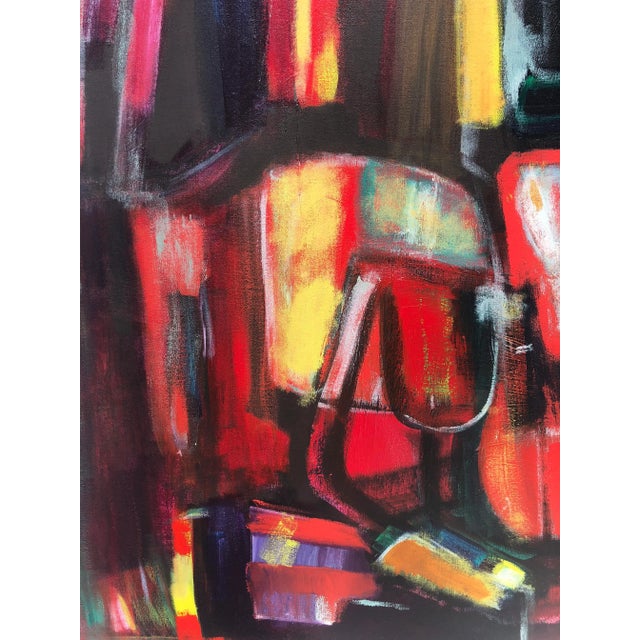 Textile Large Modern Abstract Expressionist Oil Painting on Canvas For Sale - Image 7 of 9