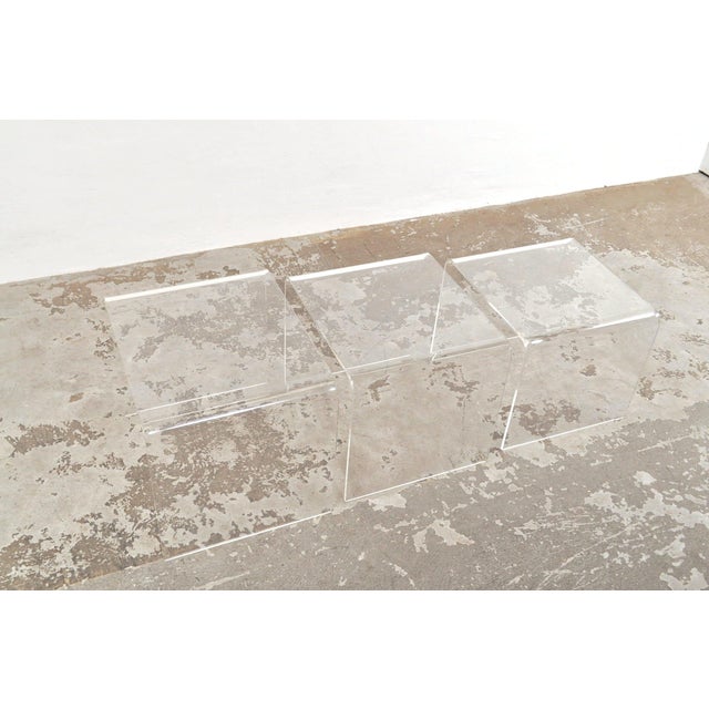 Vintage Acrylic Glass Nesting Tables, 1970s, Set of 3 For Sale - Image 4 of 9