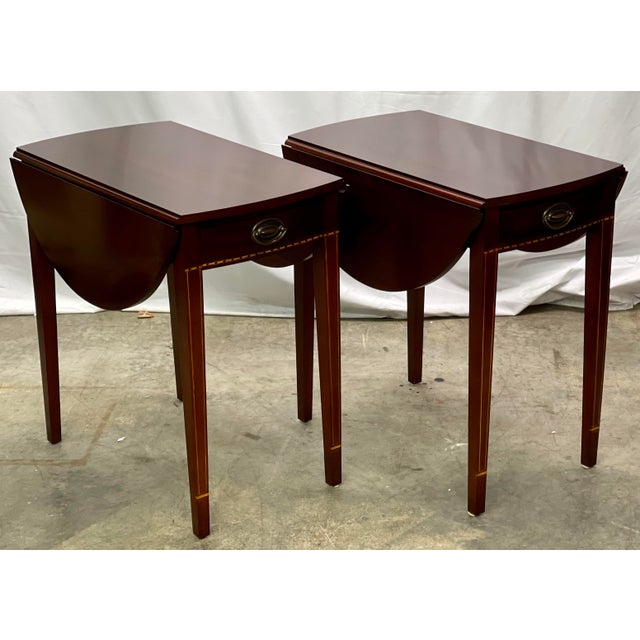 Vintage Mahogany Craftique Hepplewhite Style Drop Leaf Pembroke Side