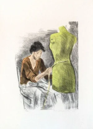 1980s Raphael Soyer "Seamstress II" Color Print