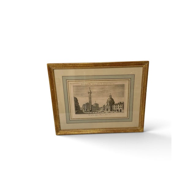 18th C. Antique Copperplate Engraving "View of Trajan's Pillar at Rome" - Framed Folio Print For Sale - Image 11 of 11